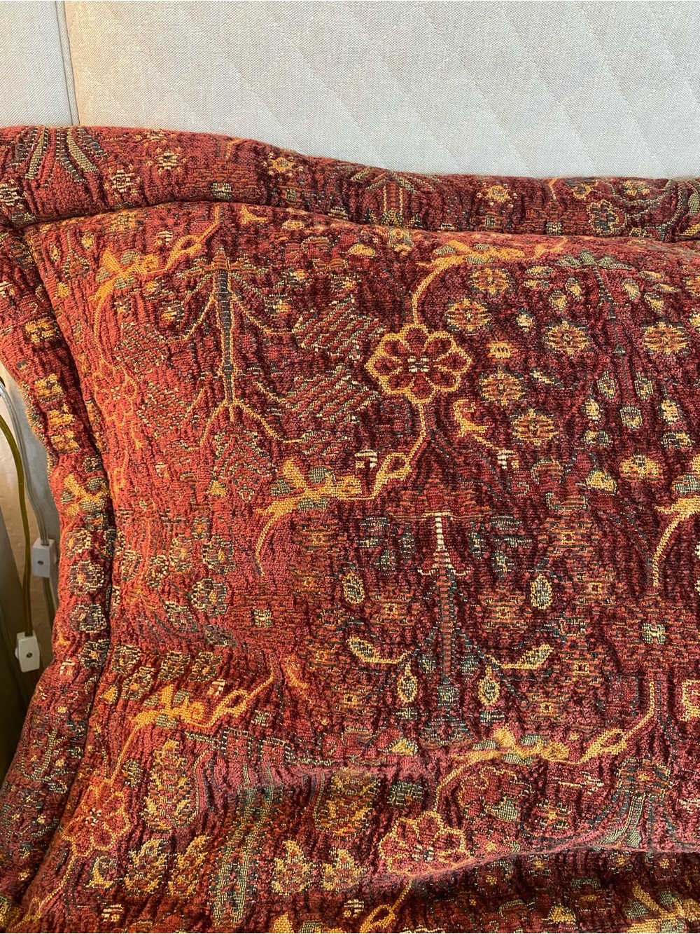 Marrakech Express Decorative burgundy Pillow shams Large Chenille floral